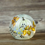 White Pumpkin Glass Orb Luminary