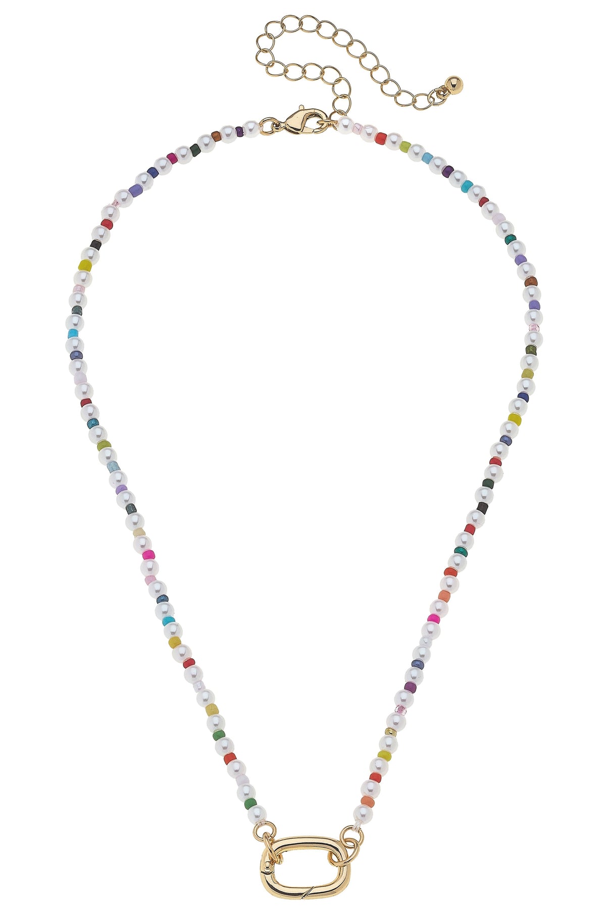 Mini Mazie Rainbow Pearl Charm Necklace