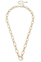 Sasha Toggle Front Charm Necklace Base in Shiny Gold