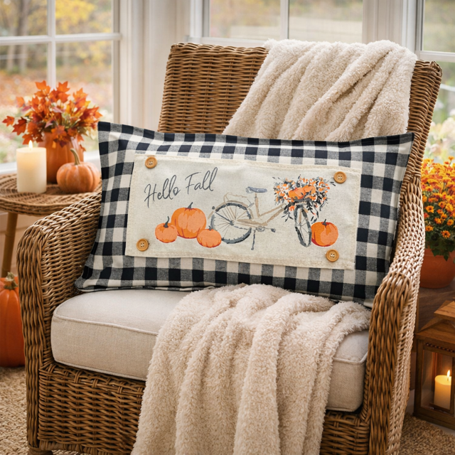 Vintage Fall Bike Interchangeable Pillow Panel