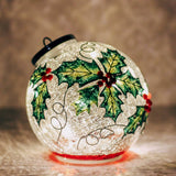 Holly Berry Glass Ornament Luminary