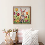 12" Brown Bunny In Tulips