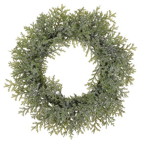 24" iced cedar wreath for farmhouse Winter home decor from Magnolias Home Decor