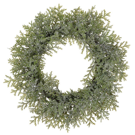 24" iced cedar wreath for farmhouse Winter home decor from Magnolias Home Decor