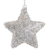 Silver Glitter Glass Star Ornament