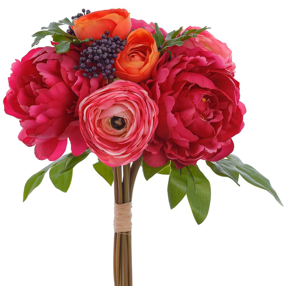 13" Real Touch Peony/Ranunculus Bouquet - artificial silk floral by Allstate
