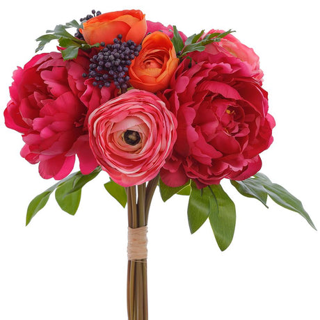 13" Real Touch Peony/Ranunculus Bouquet - artificial silk floral by Allstate
