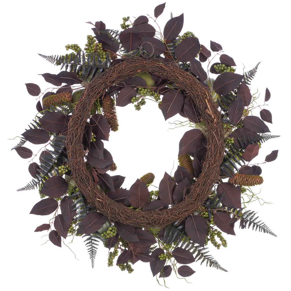 30" Plum Gorgeous Pumpkin Fern Wreath