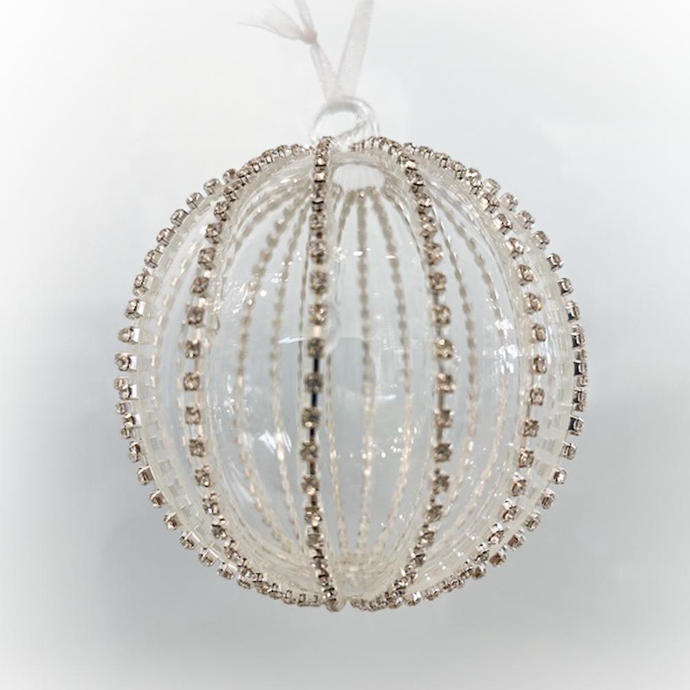 Cream Diamond Glass Ball Ornament