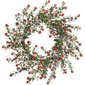 14" red snowed berry wreath for farmhouse Christmas home decor from Magnolias Home Decor