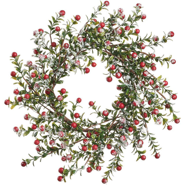 14" red snowed berry wreath for farmhouse Christmas home decor from Magnolias Home Decor