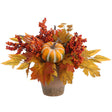 Silk floral orange pumpkin pie centerpiece 16 inch for traditional fall home decor from Magnolias Home Decor