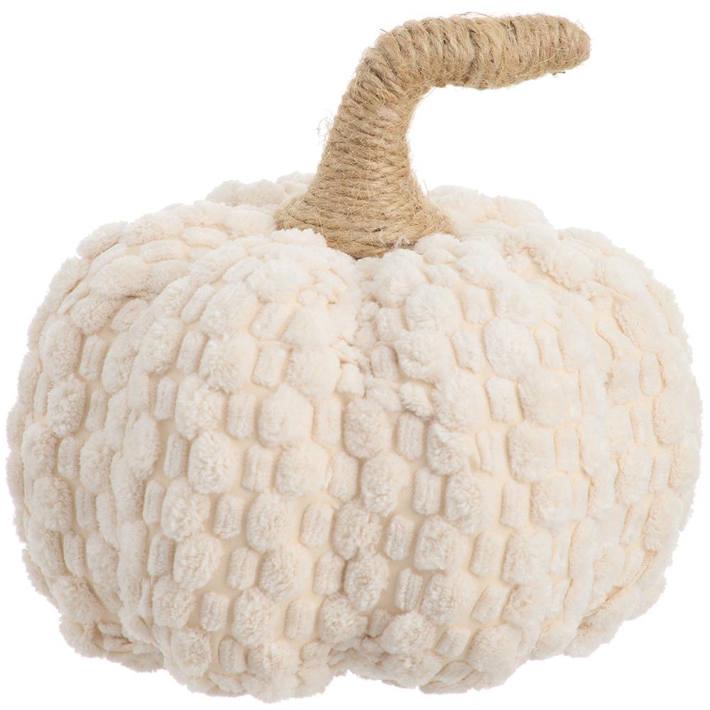 Cream Plush Woven Pumpkin