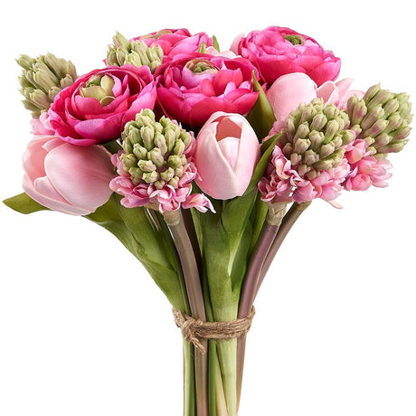 11" Tulip/Ranunculus/Hyacinth Bouquet - artificial silk floral by Allstate