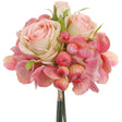 7" Pink Rose/Hydrangea Bouquet - artificial silk floral by Allstate