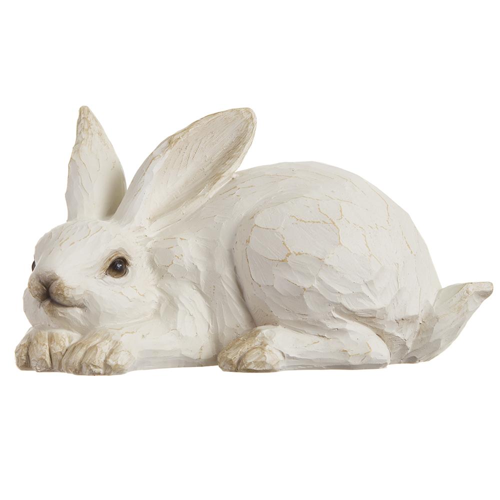 Whitewashed Resin Resting Bunny