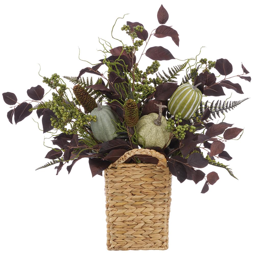 30" Plum Gorgeous Pumpkin Fern In Wall Basket