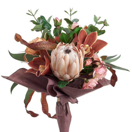 13.5" Protea/Cymbidium/Rose Bouquet - artificial silk floral by Allstate