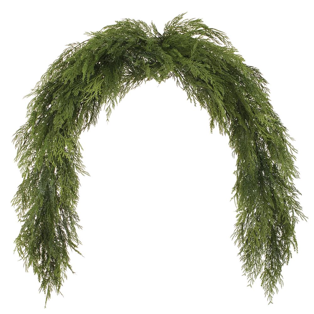 6' deluxe mixed cedar swag garland for farmhouse Winter home decor from Magnolias Home Decor