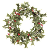 22" Variegated Red Holly Wreath