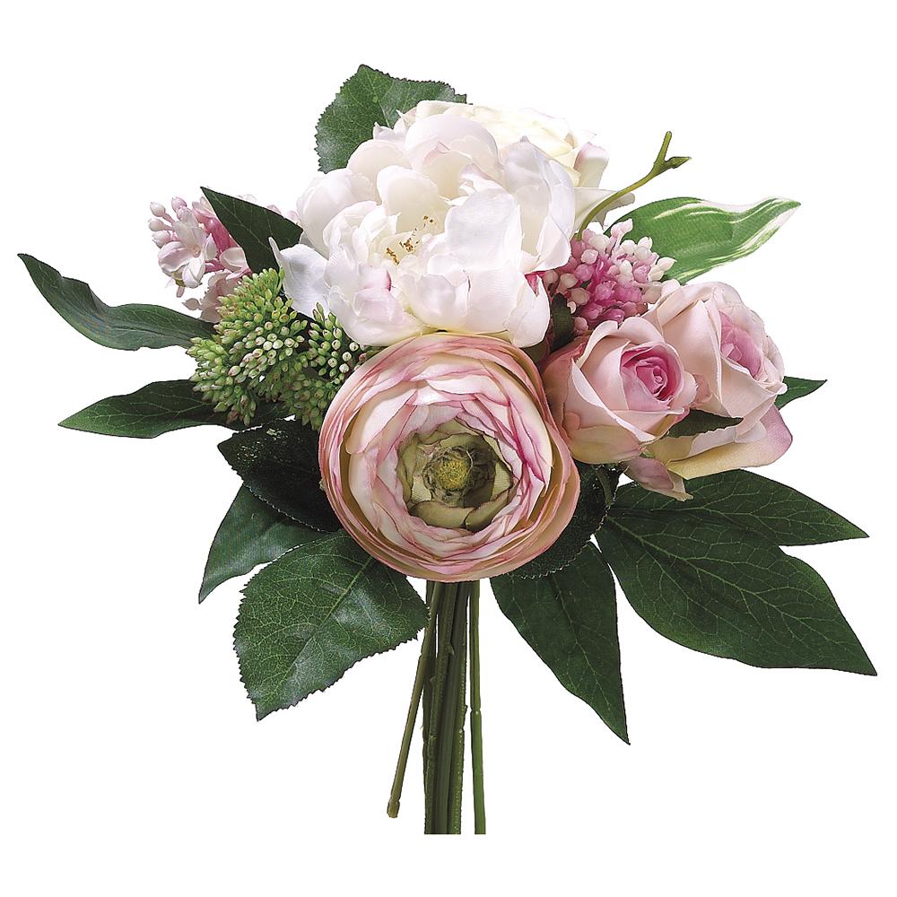 11" Peony/Rose/Lilac Bouquet - artificial silk floral by Allstate