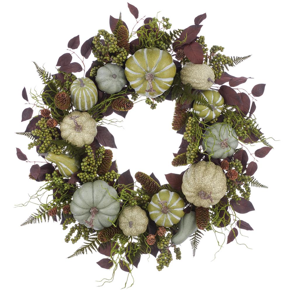 30" Plum Gorgeous Pumpkin Fern Wreath