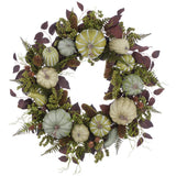 30" Plum Gorgeous Pumpkin Fern Wreath