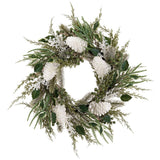 24" Iced Pinecone Holly Pine Wreath