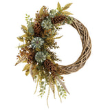 32" Hazelnut Pumpkin Eucalyptus Half Wreath