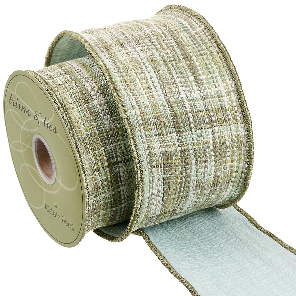 4" Green Cotton Slub Ribbon Bolt