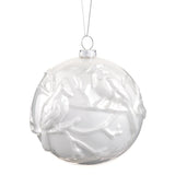 White Glass Cardinal Ball Ornament