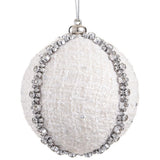 White Diamond Metallic Yarn Ball Ornament