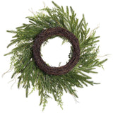 Close-up of juniper cypress wreath detail from Magnolias Home Decor