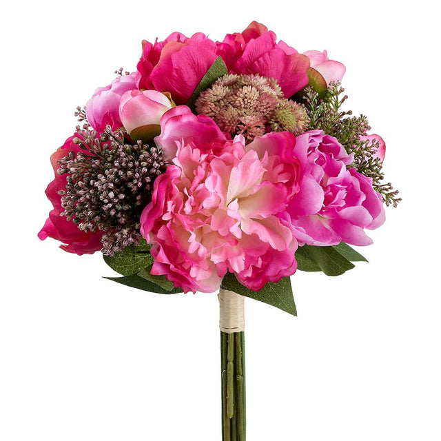 14" Peony/Sedum Bouquet - artificial silk floral by Allstate