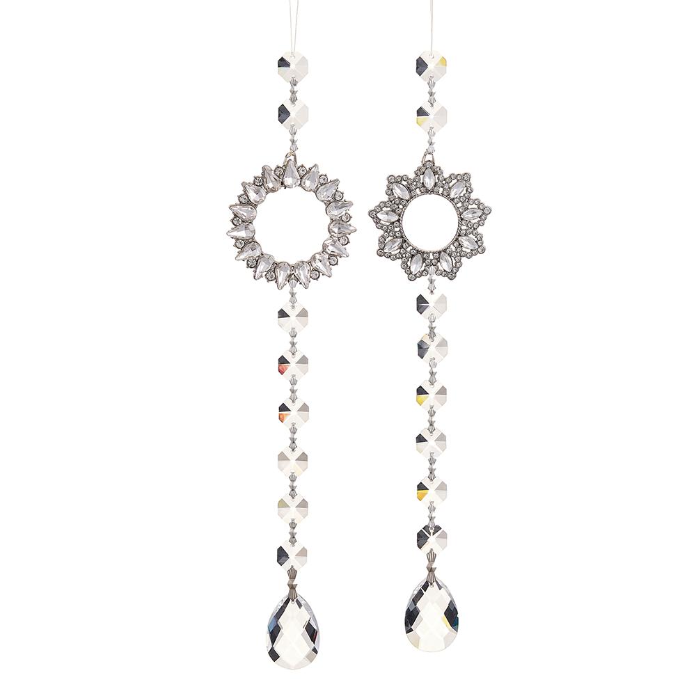 Cream Crystal Drop Ornament Set of 2