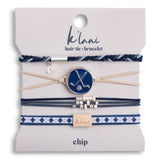 Golf Marker Blue & Cream Hair Tie Bracelet Set