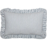Sawyer Blue Ticking Stripe Ruffled Throw Pillow