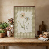 Gingham Flower Print Wood Art