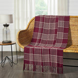 Eston Burgundy Tan Plaid Throw Blanket