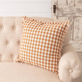 Rust And Cream Fall Check Pillow for Fall home decor from Magnolias Home Decor