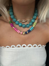 Tobie Rainbow Beaded Disc Necklace