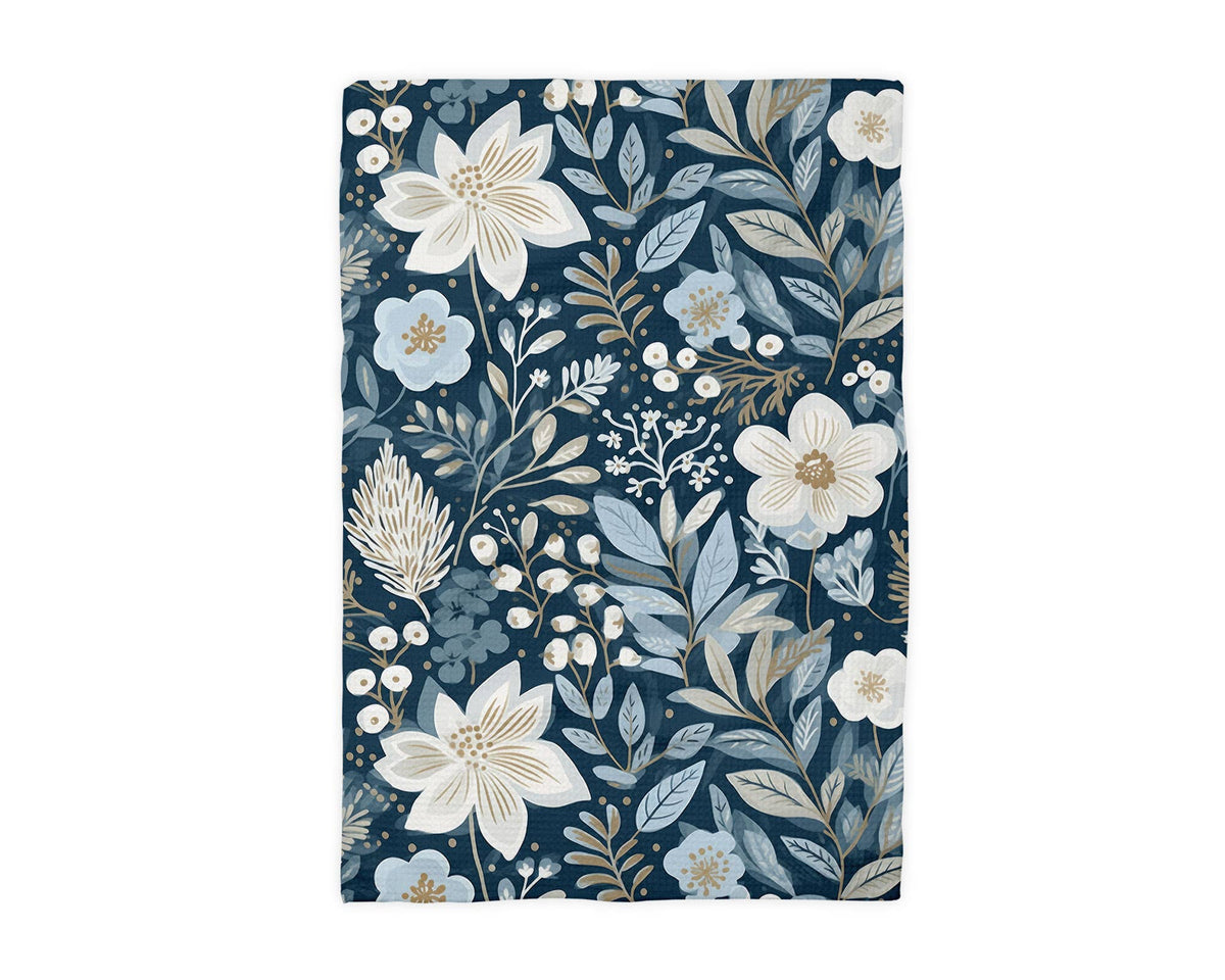 Winter Holiday Floral Waffle Tea Towel