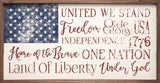USA Flag Words White Wood Art