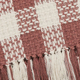 Dusty Rose Heritage Check Throw Blanket with Fringe