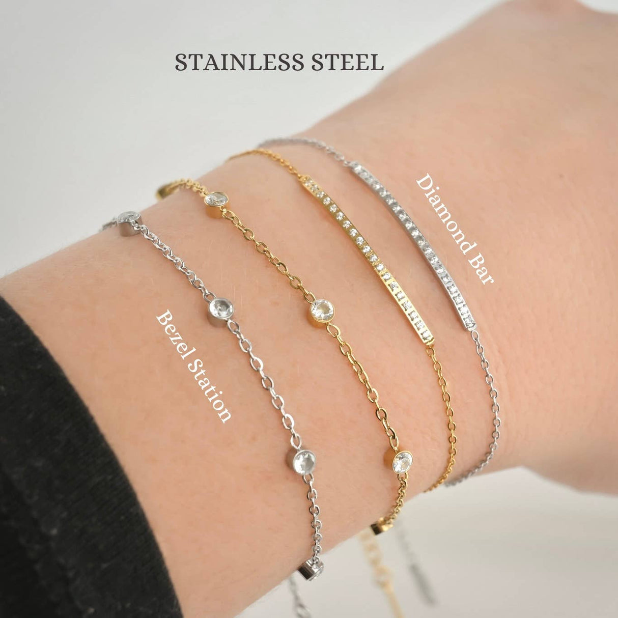 Stainless Steel Bezel Station Bracelet - Waterproof