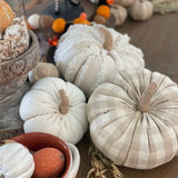 Large Tan Check Fall Fabric Pumpkin
