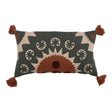 28" x 16" Cotton Lumbar Pillow with Suzani Embroidery & Tassels