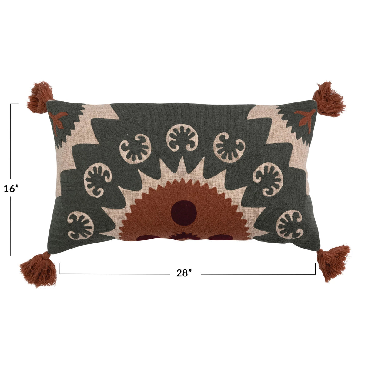 Suzani Embroidery Lumbar Pillow