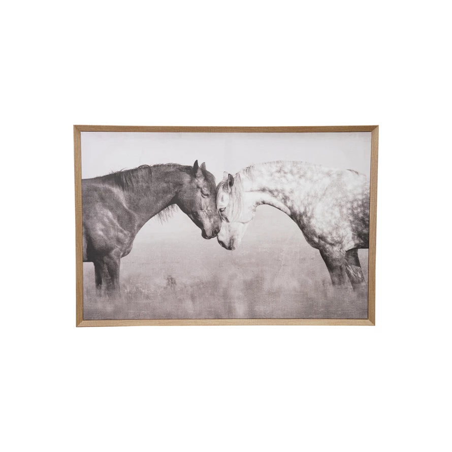 Wood Framed Horse Canvas Wall Art- Pickup Only