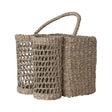 Hand-Woven Seagrass Basket with Handle & Bottle Holders, Natural (Holds 2 Bottles)